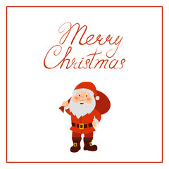 
Merry Christmas greeting card with Santa Claus. Vector illustration.