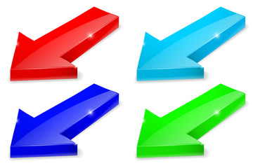 Arrows. Colored set of shiny 3d icons