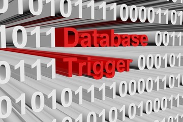 Database trigger in the form of binary code, 3D illustration