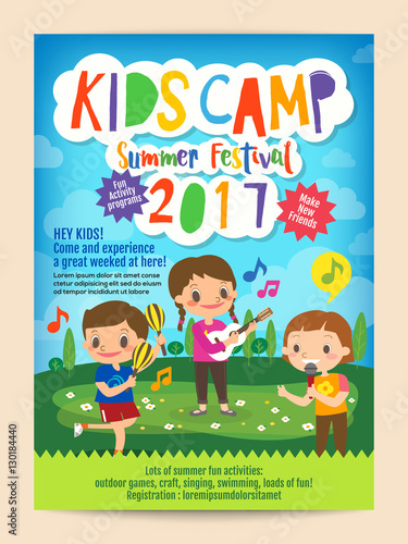 kids summer camp education advertising poster flyer template with poster flyer template