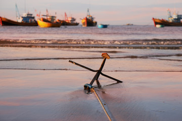 An anchor on the beach