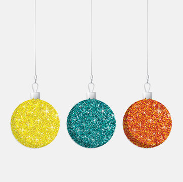Glitter Christmas baubles in vector format.