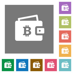 Bitcoin wallet square flat icons