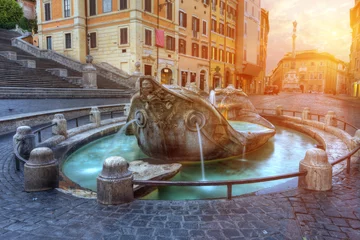 Papier Peint photo Fontaine Fountain of the Old Boat, Fontana della Barcaccia. Rome. Italy.