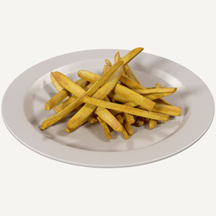 French fries 3d rendering,