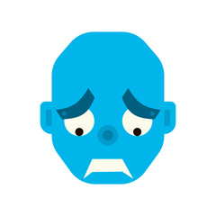 Emotional melancholy robot head in cartoon style. robot sad