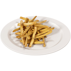french fries on Dish 3d illustration