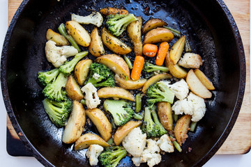 Stir fried vegetables in the pan