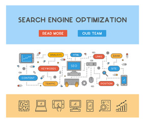 Vector line web concept for seo.