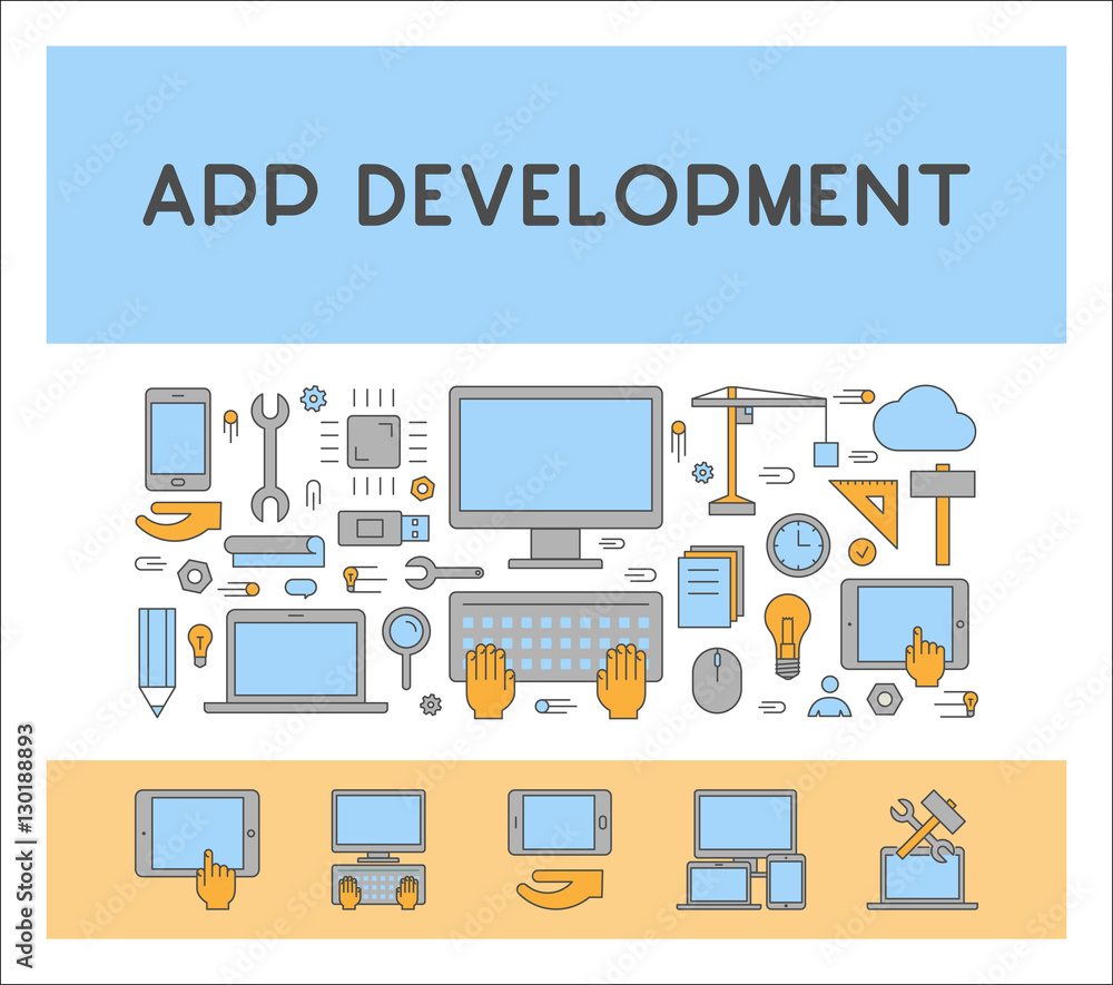Poster vector line banner for application development.