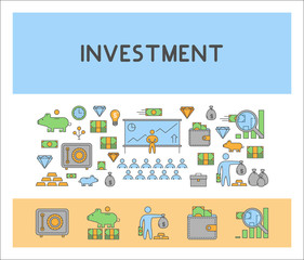 Vector line web banner for investment.