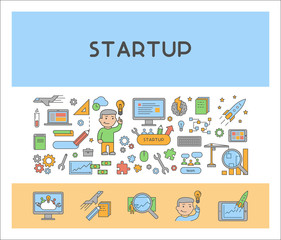Vector line concept for startup and innovation.