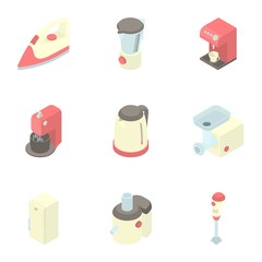 Kitchen appliances icons set. Cartoon illustration of 9 kitchen appliances vector icons for web