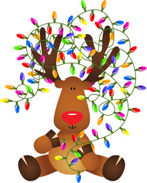 recommend clip art: Cute reindeer with Christmas lights
                    