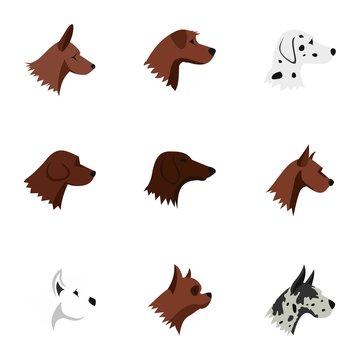 Faithful friend dog icons set. Flat illustration of 9 faithful friend dog vector icons for web