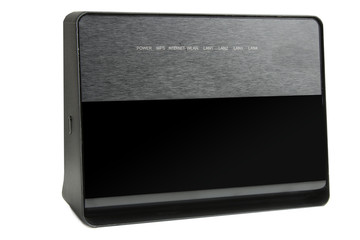 Black Wireless Wifi Router isolated on white background