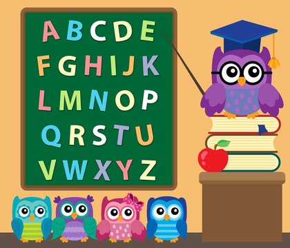 Owl teacher and owlets theme image 2