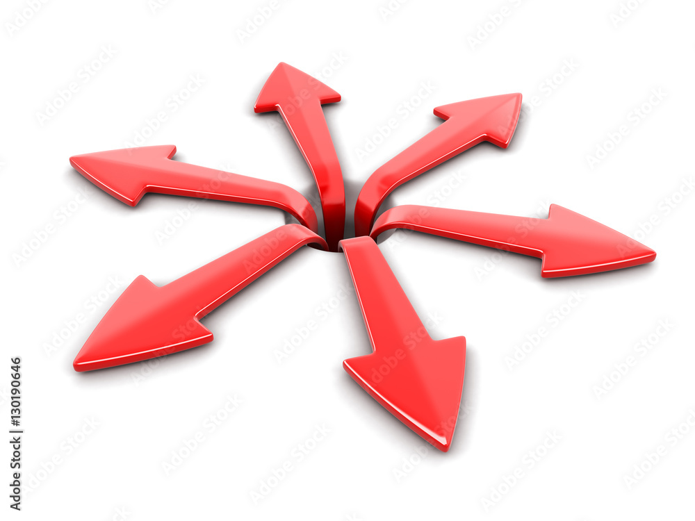 Poster 3d image of arrows in different directions. image with clipping path