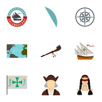 Search of mainland icons set. Flat illustration of 9 search of mainland vector icons for web