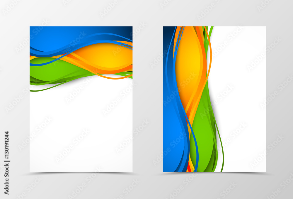 Wall mural front and back dynamic wave flyer template design