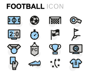 Vector flat football icons set