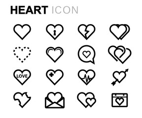 Vector line heart icons set