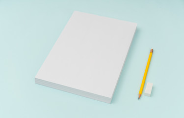 Blank flyer poster, brochure mockup,A4, US-Letter, with pencil