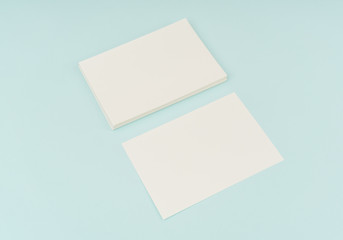 Blank Gift Card on blue background .