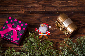 Christmas  gift on a wooden table background