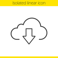 Cloud storage files download linear icon