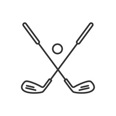 Golf ball and clubs linear icon