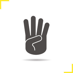 Obraz premium Four fingers up hand gesture icon