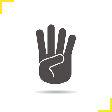 Four fingers up hand gesture icon