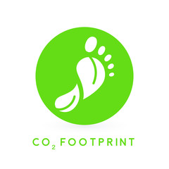 Reduce carbon CO2 footprint concept with green foot print leaves circle icon. Vector illustration.