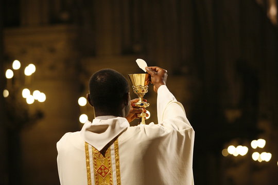 Celebration in Paris cathedral, Paris, France