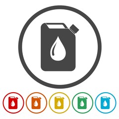 Jerrycan fuel icons set 