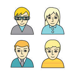 Set of People Characters Avatars in Flat Design.