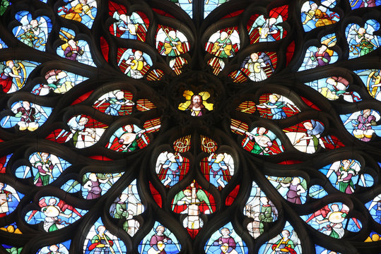 Rose window, St. Stephen's Cathedral, Sens, Yonne, Burgundy, France