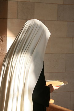 Mass in Notre Dame du Bec Benedictine Abbey, Le Bec Hellouin, Eure, Normandy, France