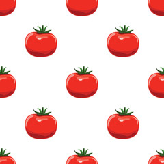 Tomatoes seamless pattern background. Flat color style design