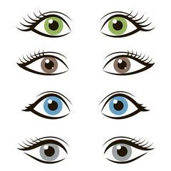 Set of cartoon eyes isolated on white background