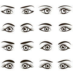 Set of black icons of eyes and brows