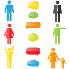 colorful people icons with speech bubbles