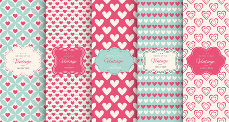 Pink heart seamless pattern background