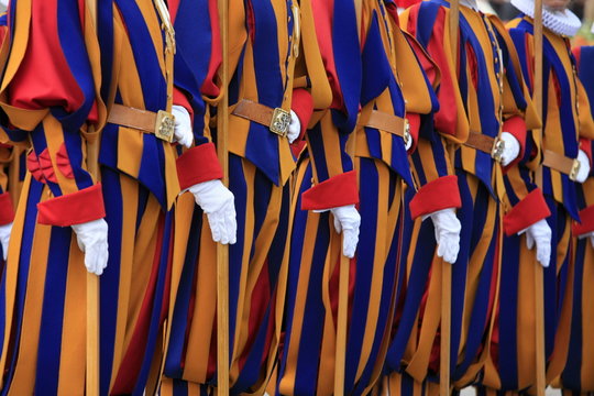 Swiss Guards parading, Vatican, Rome, Lazio