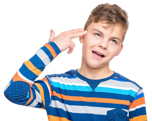 Emotional portrait of teen boy