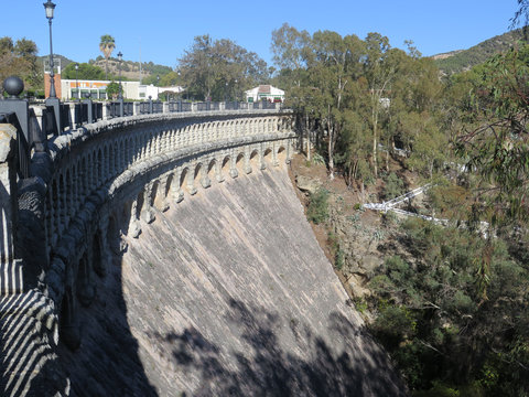 Dam wall at reservoir