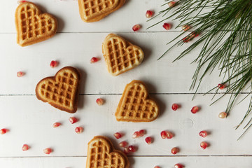 cookie in the form of heart on a wooden table