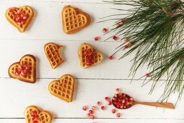 cookie in the form of heart on a wooden table