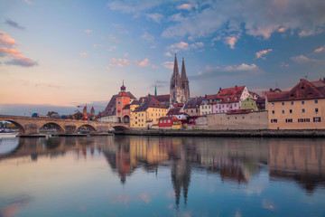 Regensburg. Cityscape image of Regensburg, Germany during sunset.